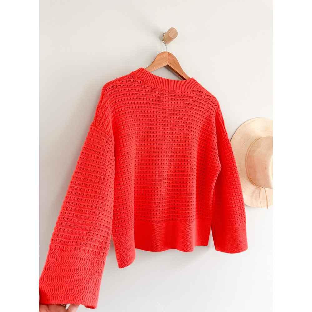 Alice Walk | Cotton Cashmere Crochet Pullover Sweater Papaya | Sz XS - Picture 10 of 10